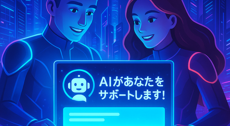 GensparkでAIチャットを操作する初心者の男女と「月20ドルでAI使い放題」というテキスト