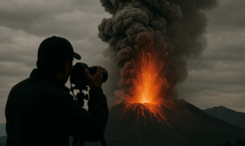 2011年に噴火した新燃岳の様子をZERO SHOTが撮影。火山灰が空高く舞い、噴煙が山を包み込むリアルな自然災害の瞬間。